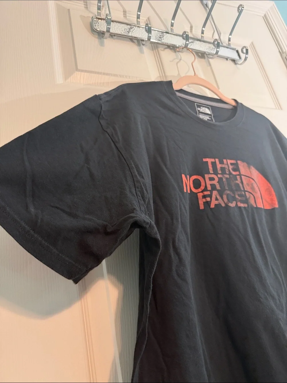 The North Face Black Short Sleeve Tee with Red Logo